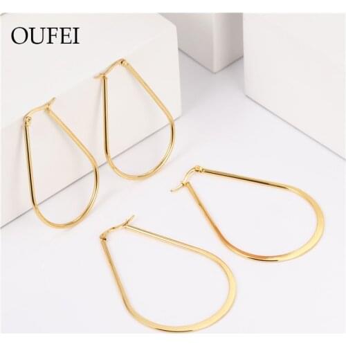 OUFEI Water Drop Earrings For Women Stainless Steel Jewelry Woman Big Hoop Earrings 2020 Fashion Jewelry Accessories Baby Gift
