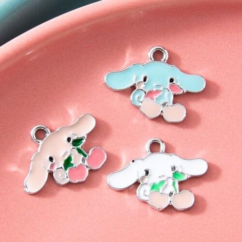 12*16MM 10Pcs Cute Cartoons Dog Cherry Metal Charms For DIY Making Earrings Necklace Bracelet Handmade Craft Jewelry Accessories
