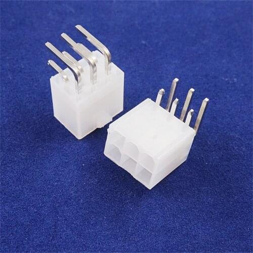 1000pcs 4.2 mm 6 Pin Header Male Pin 0.165" Graphics card GPU PCI-E PCIe Power connector Right Angle Through Hole PCB Video card