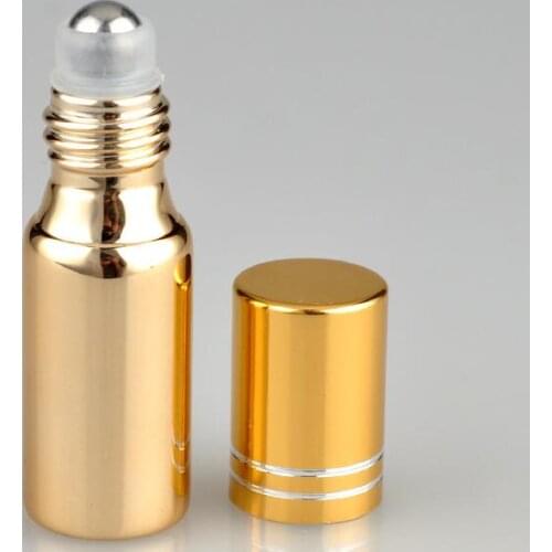 1000pc/Lot 5ml Assorted UV Coated Glass Roll-on Bottles Perfume Refillable Bottles with Steel Rollers
