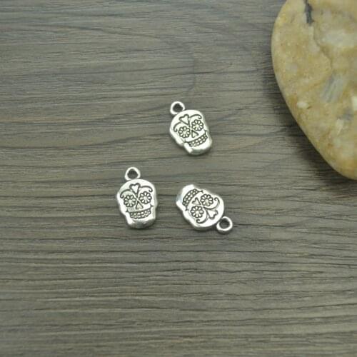 15 pcs/lot Skeleton Antique Silver Plated Bracelets Charm Pendants Fashion Jewelry Making Findings DIY Charms Handmade F21