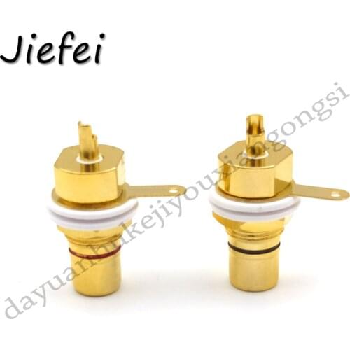 2pcs New High Quality CMC Gold Plated Copper RCA Female Phono Jack Panel Mount Chassis Connector