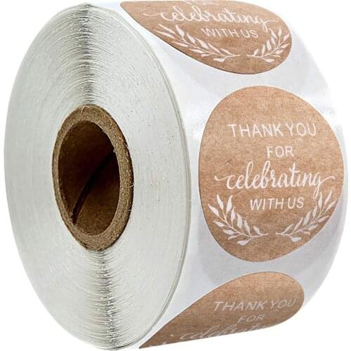 50-500pcs Round Thank You Stickers Scrapbooking Kraft Stickers Wedding Gift Packaging Seal label Sticker Stationery Stickers