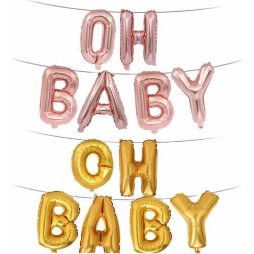 6Pcs Rose Gold 16inch Oh Baby Letter Balloons Wedding Decoration Children Party Supplies Aluminum Foil Balloon Baby Shower Decor