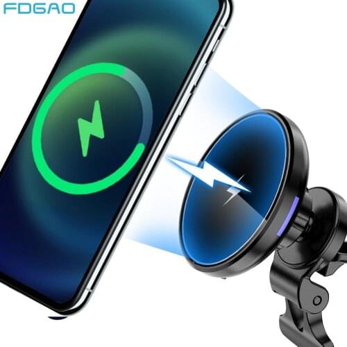 FDGAO 15W Magnetic Wireless Car Charger Qi Fast Charging Magnet Stand Air Vent Mount Phone Holder For iPhone 13 12 Pro Max Mini