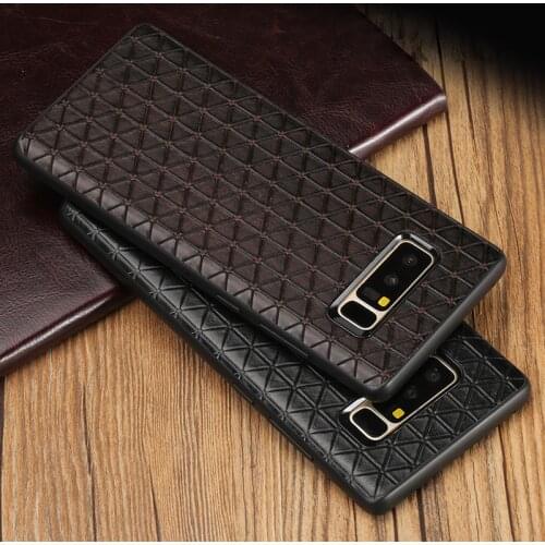 Cowhide Phone Cases For Samsung Galaxy S6 S7 S8 S9 S10 Plus Triangle texture Case For Note 8 9 A5 A7 A8 2018 J3 J5 J7 2017 case