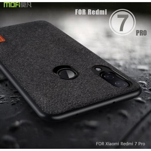 For Xiaomi Redmi Note 7 Case MOFi For Xiaomi Redmi Note 7 Pro Case Business Back Cover Fabric Housing Soft Silicone Capas Cases