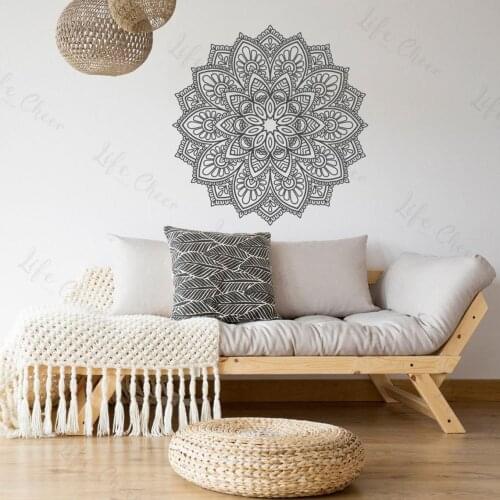 Mandala Flower Wall Stickers Religious Yoga Family Living Room Decoration Mural Mandala Flower Wallpaper Art Wall Stickers