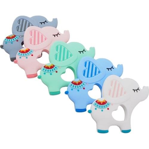 Chenkai 10PCS Silicone Elephant Koala Animal Teether Baby Cartoon Teether Pacifier BPA Free Infant Chew Necklace Teething Toy