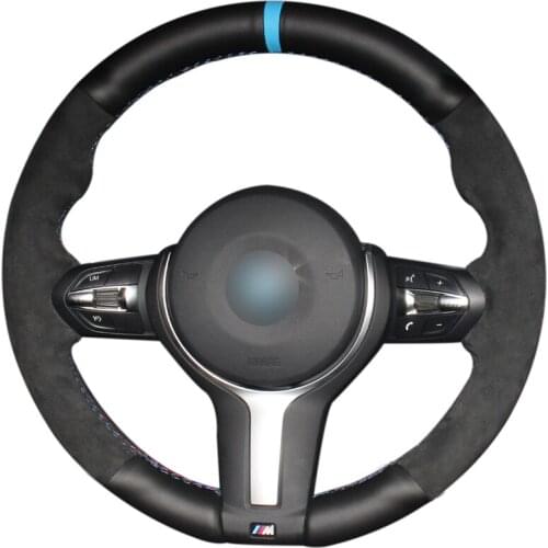 Black Genuine Leather Suede Car Steering Wheel Cover for BMW M Sport F30 F31 F34 F10 F11 F07 X3 F25 F32 F33 F36 X1 F4