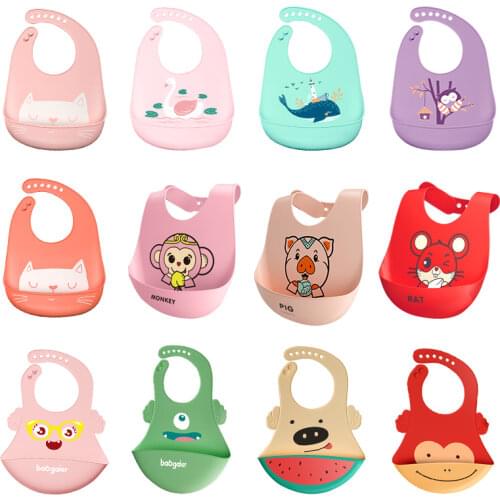 Baby Waterproof Silicone Feeding Saliva Towel Newborn Cartoon Aprons baby Bibs Adjustable Different styles of Bibs baby products