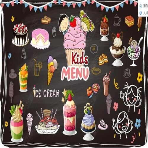 European 3D Hand-painted Blackboard Chalk Word Wallpaper Breakfast Bread Coffee Restaurant Bar Background Wall Mural Wallpaper