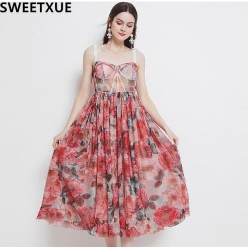 SWEETXUE French Ladies Temperament Mesh Slim Fishbone Waist Strap Tube Top Sexy Beach Party Dress Vestidos