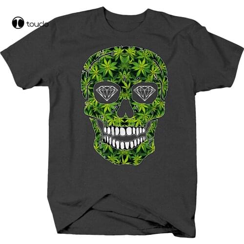 Marijuana Weed Diamond Eyed Skull Chill Vibes 420 Blaze It High T Shirt For Men Tee Shirt