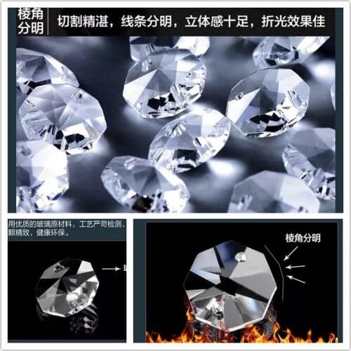 100PCS/lot 14mm crystal glass octagon beads in 2 holes crystal prism beads chandelier & garland strand wedding beads chains