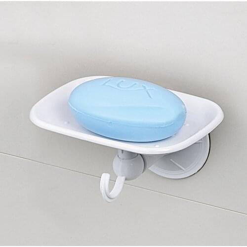 Strong Suction Cup Soap Dish Holder With Towel Hook Hanger Free Shipping Economic Products ShuangQing 1916 Draining Plastic