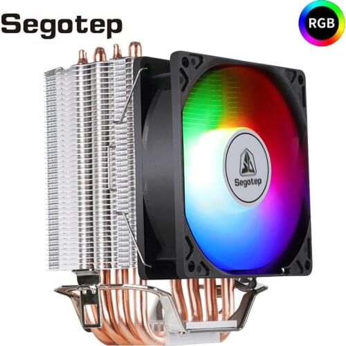 Segotep CPU Cooler 4 Heat Pipes 5V 3Pin Air-Cooled Cooling 92mm RGB Cooler Fan Silent AMD AM4 LGA 2011 1151 1155 Cpu Cooling