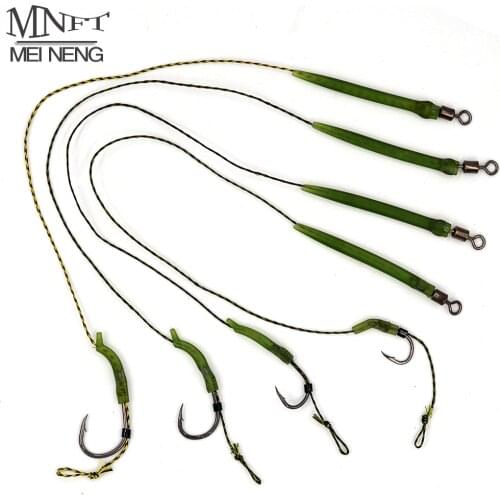 MNFT 8Pcs Carp Fishing Ready Tied Hair Chod Rigs Made Hair Combination Non-stick Coating Barbed Hooks Sizes 2# 4# 6# 8