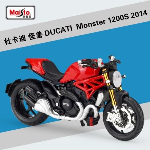 Maisto NEW 1:18 DUCATI MONSTER 1200 Alloy Diecast Motorcycle Model Workable Shork-Absorber Toy For Children Gifts Toy Collection