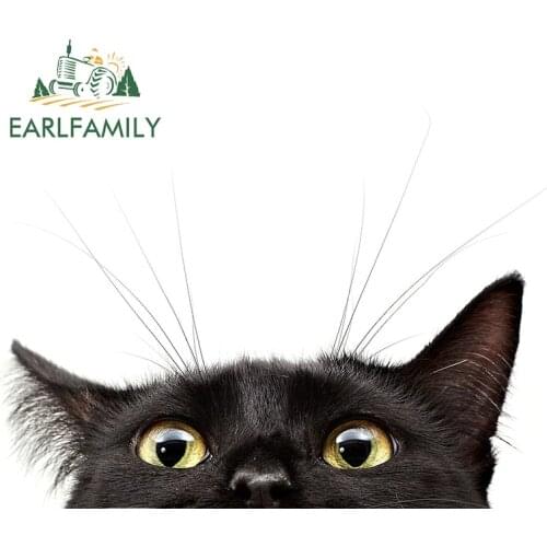 EARLFAMILY 13cm x 8.7cm for Cat Peeking Car Sticker Cartoon Waterproof Decal Laptop Windshield Trunk Graffiti Car Door Protector