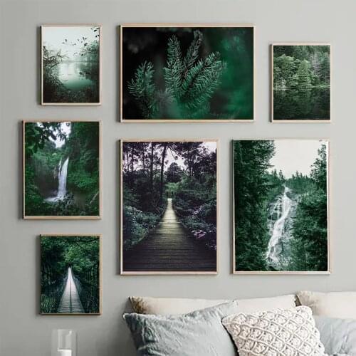 Mountain Forest Wall Art Picture Nature Scenery Quotes Canvas Painting Lake Falls Art Print Scandinavia Poster Nordic Home Decor