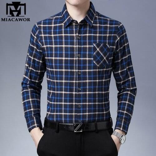 New 2021 Fashion Plaid Shirts Men Spring Long Sleeve Dress Shirt Cotton Slim Fit Camisa Masculina Drop shipping C715