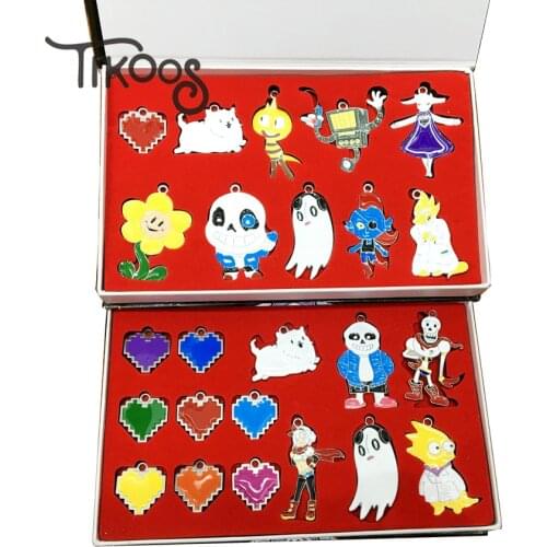 New Undertale set Toriel Sans Papyrus Undyne Alphys Mettaton Flowey Asriel figure pendant Fashion Necklace keychain keyrings