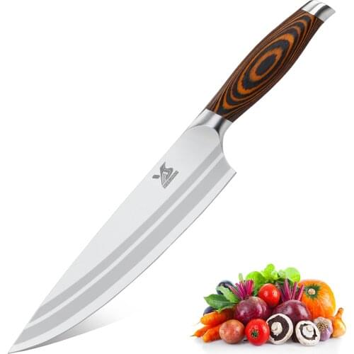 BIGSUNNY Chef Knife, 8 inch Slicing Knife Ultra Sharp Chefs Knife German Steel with Ergonomic Handle Super Comfortable