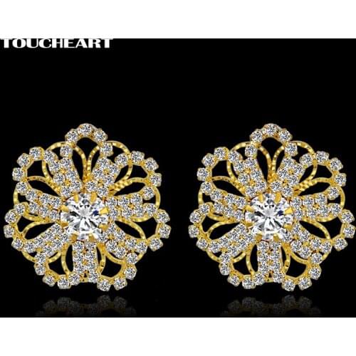 TOUCHEART Charm Gold color Earrings Fashion Jewelry Classic Wedding Crystal Flower Earrings For Women Boucle d'Oreille SER140387
