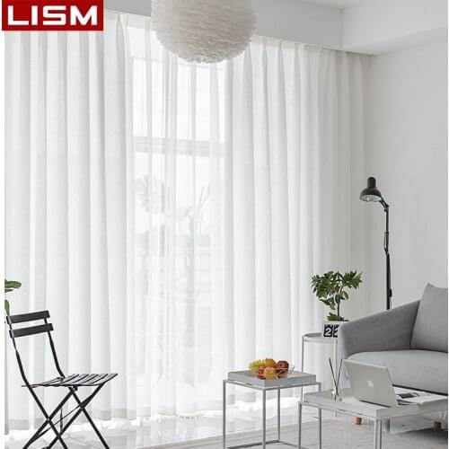 LISM Solid White Thick Opaque Sheer Curtains for Living Room Bedroom Tulle Curtains for Kitchen Voile Decoration Blinds Drapes