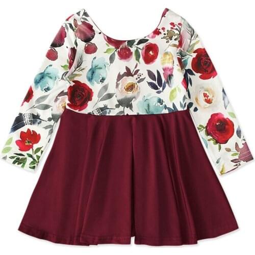 Baby girls kids floral dress Deer Christmas Pimpkin Halloween Long Sleeve Fashion dress New Year Costume Princess Dress