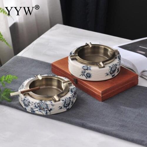 European Style Ash Tray Ornaments Round Ceramics Ash Tray Holder Smoking Ash Holdler Smoking Accessories Home Office Decorations