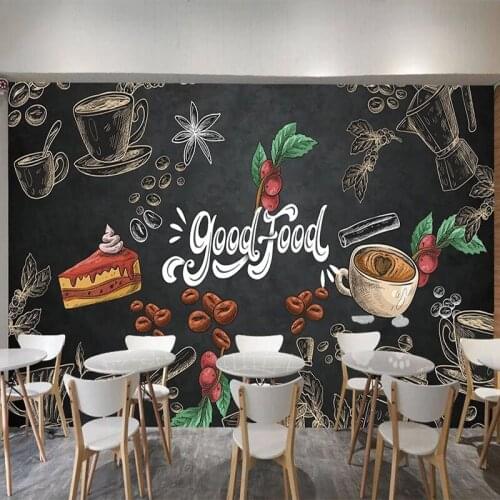 Custom 3D Wall Mural Modern Dining Gourmet Coffee Shop Blackboard Restaurant Hotel Photo Wallpaper Abstract Art Papel De Parede