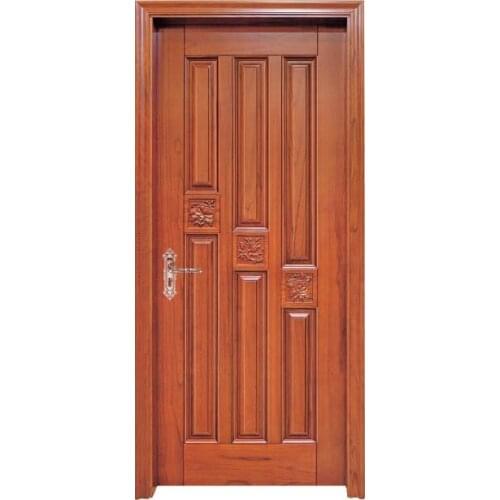 Luxury Carving Designs Thailand Oak Interior Single Solid Wood Door C008