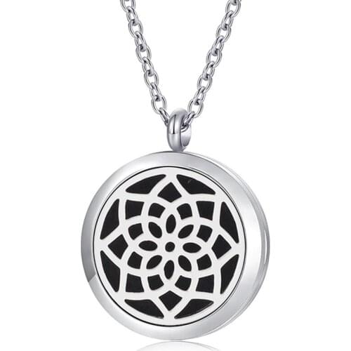 With Chain as Gift! New Fashion 27m Silver Color Magnetic Aroma Locket 316L Stainless Steel Oil Diffuser Pendant Necklace