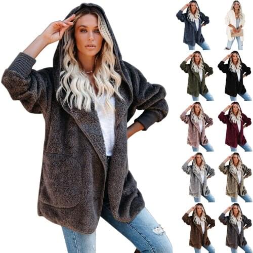 Sexy baby 001 Winter Womens Clothing Casual Fashion Wool Fleece Coral Fleece Silver Fox Fleece Hooded Cardigan Jacket MCN