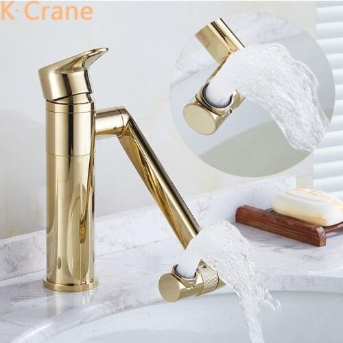 Wash Basin Faucet Bathroom Hot Cold Water Mixer Taps Deck Mount 360 Degree Swivel Rotation Crane Modern Luxury Vanity Torneiras
