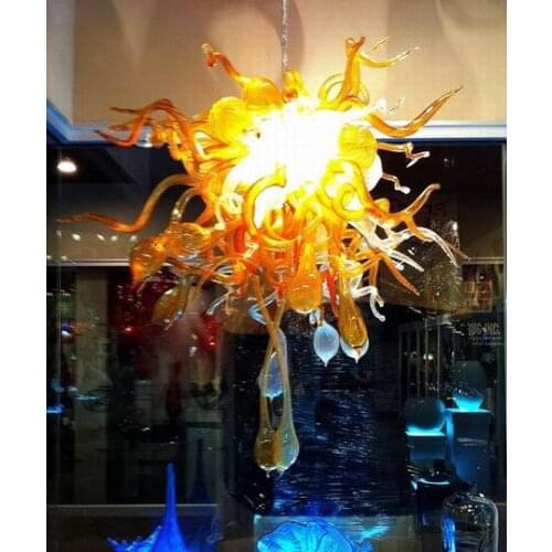 Modern Art Glass LED Chandelier Lamps Dale Chihuly Hand Blown Glass Gold Chandelier Light for Home Decor