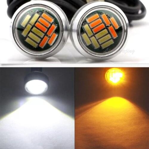 LED Light Car Dual Color DRL Daytime Running Light 12V Eagle Eye 12SMD 23MM Turn Signal Bulb White Amber