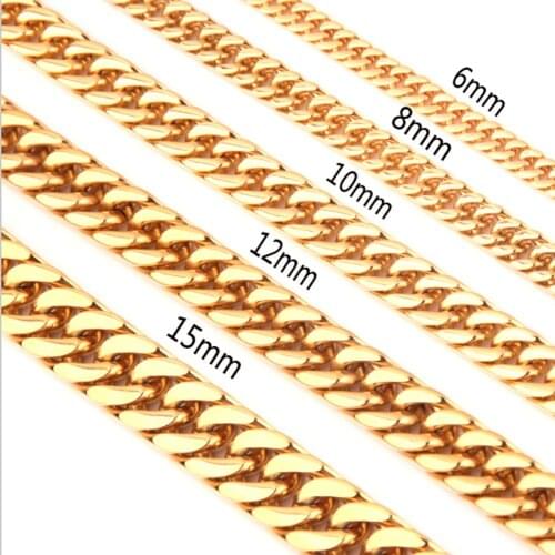Trendy Gold Chain For Men Hip Hop Jewelry Stainless Steel Curb Chain Necklace Femme Jewelry Chain Wholesale