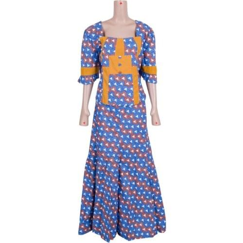 In Stock Women Set African Print Dashiki Tops and Long Skirts Set Women African Outfits African Clothing XH161