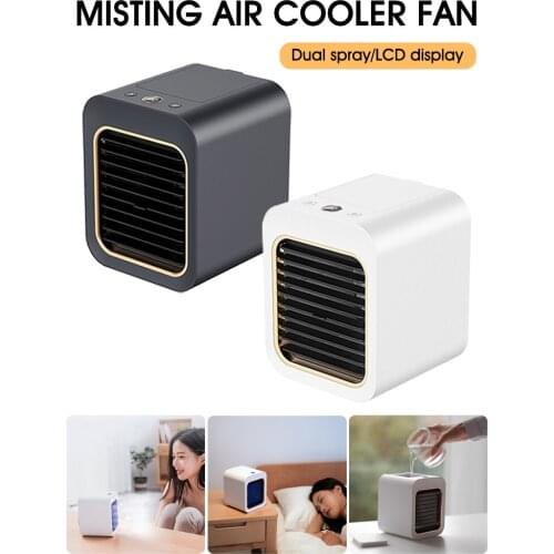 Air Cooler Fan Mini Desktop Air Conditioner with Night Light Mini USB Water Cooling Fan Humidifier Purifier Multifunction Summer