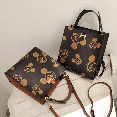 Disney Mickey mouse Womens bag pu minnie messenger bag shoulder messenger bag fashion check ladies chain bag cartoon handbag