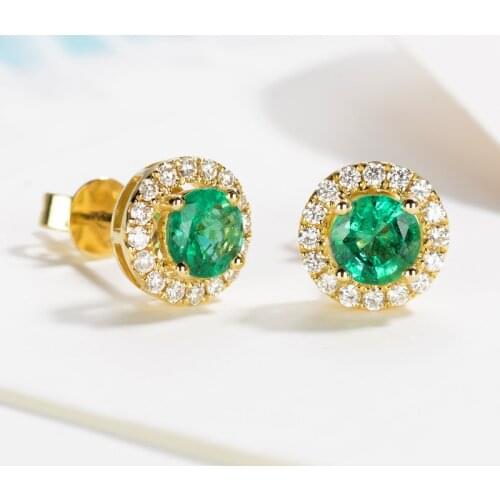 Stud Earrings For Women Classic Style AAA+ Green Cubic Zircon Optional Fashion Jewelry Yellow Gold Color Womens Earring E754