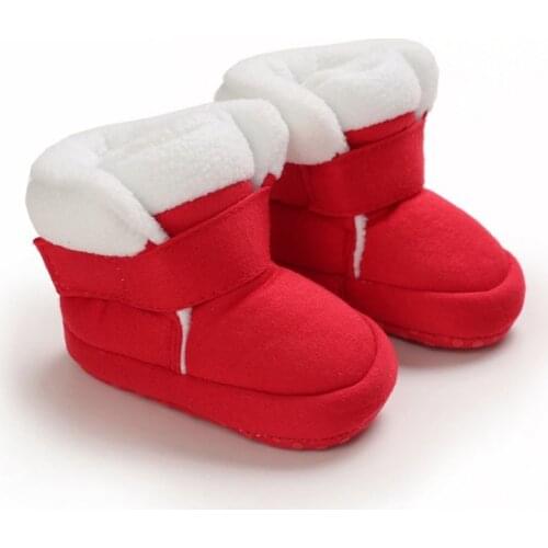 Winter Warm Christmas Newborn Baby Girls Boys Shoes Toddler Kid Snow Boots Non-Slip Cute Rabbit Ear Bowknot Soft Soled Boot