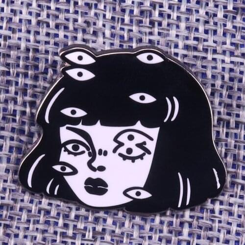 Junji Ito lapel pin weirdo eyes brooch Japan horror manga badge