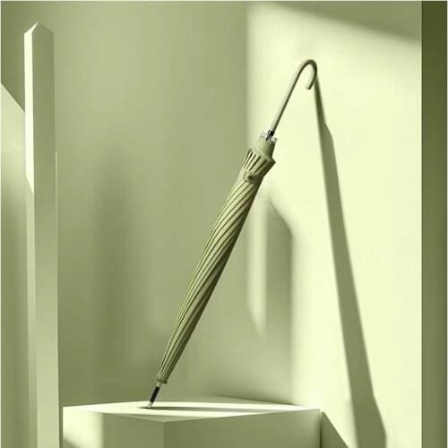 Green Long Handle Umbrella Japanese Style Male Female Large Size Personality Sunny Rainy Creative 16 Ribs Adult Umbrellas