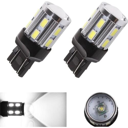 2pcs 7443 Xenon White car lamp W21/5W Reverse Bulbs 5W LED 12SMD For Rear Brake Lights source Turn Signal Tail Lamps 12V u60