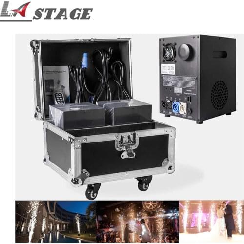 Free Shipping 2pcs with Flight Case 400w Fireworks Pyrotechnics Remote Dmx Control Cold Fire Machine Spark for fixed stage light