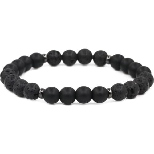 2021 Charm 8mm Black Natural Volcanic lava stone bead Bracelets Bangle pave CZ ball Bracelet for Men&Women fashion DIY Jewelry